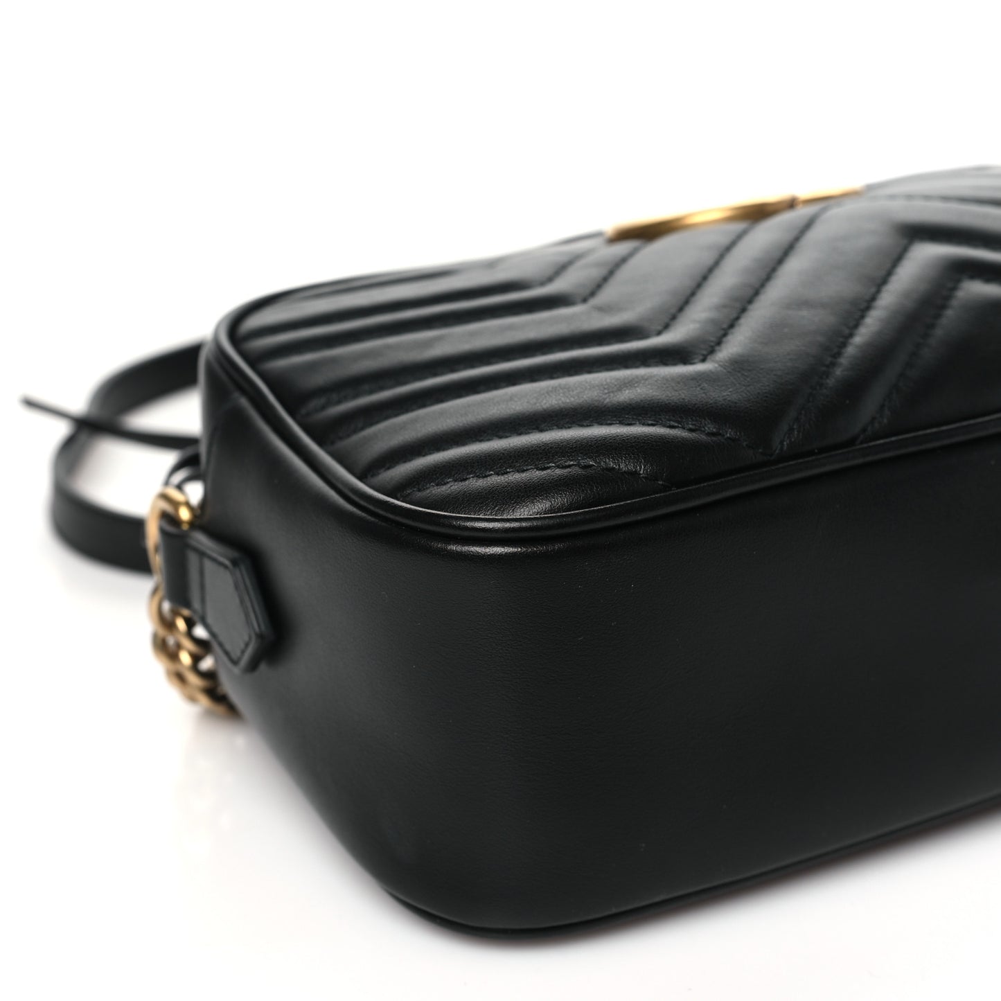 Calfskin Matelasse Small GG Marmont Chain Shoulder Bag Black