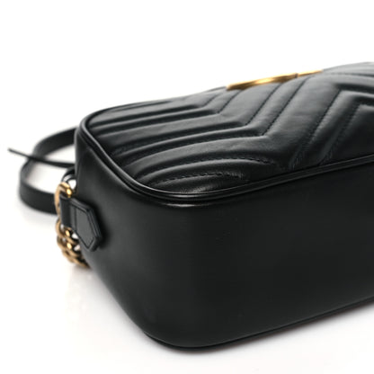 Gucci Calfskin Matelasse Small GG Marmont Chain Shoulder Bag Black 9 of 10
