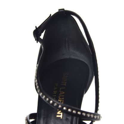 Saint Laurent Calfskin Studded Strap Janis 105 Pumps 35.5 Black 9 of 12