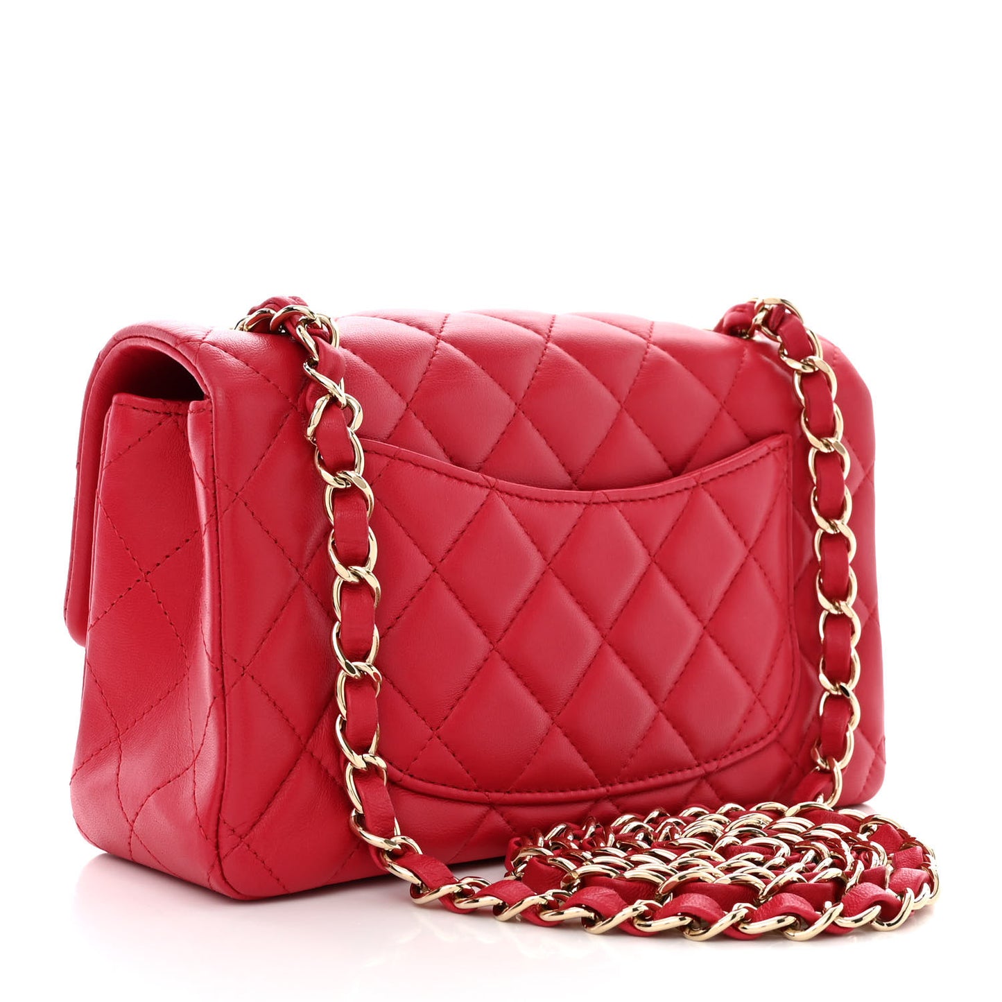 Lambskin Quilted Mini Rectangular Flap Red