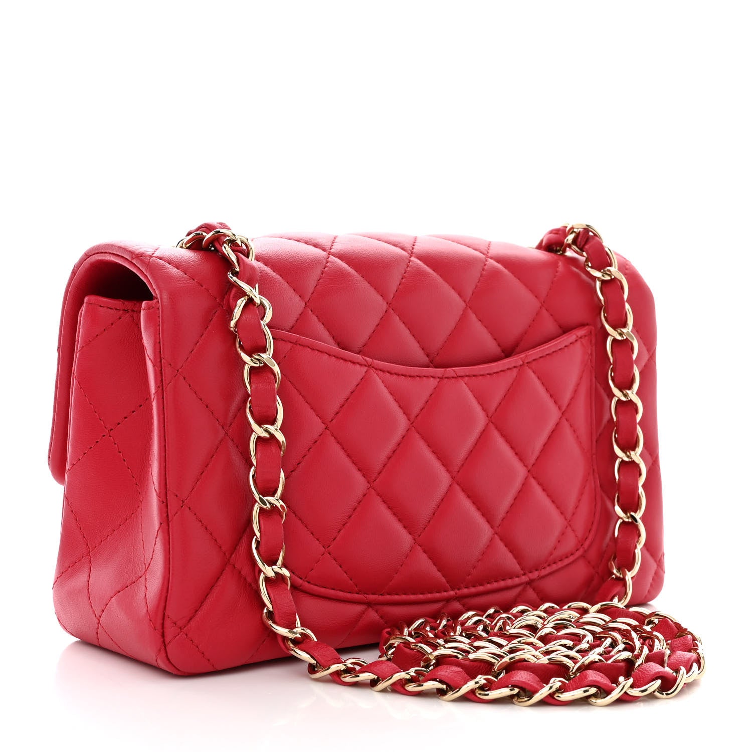 Chanel Lambskin Quilted Mini Rectangular Flap Red 3 of 10