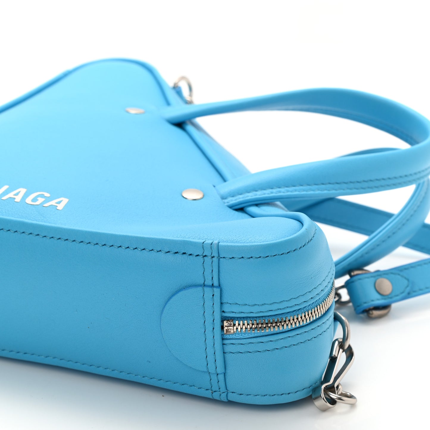 Calfskin XS Triangle Chain Duffle Baby Blue