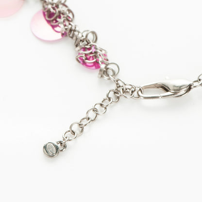 Chanel Enamel CC Long Necklace Pink Silver 4 of 4