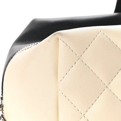 Chanel Calfskin Quilted Large Feather Weight Bowling Bag Black Ivory 10 of 12