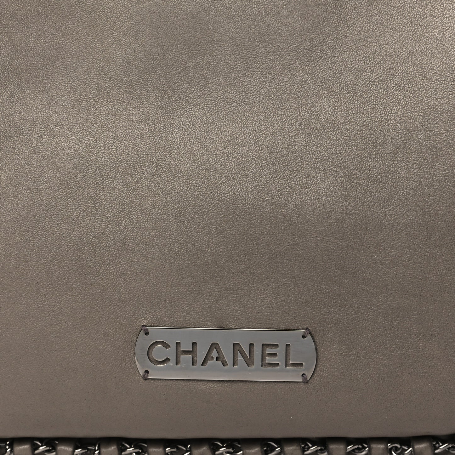 Lambskin Chain Hobo Grey