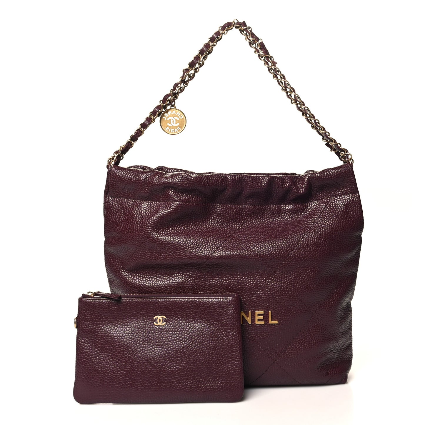 Caviar Quilted Small Chanel 22 Dark Burgundy