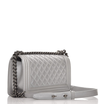 Chanel Metallic Calfskin Quilted Medium Boy Flap Silver 3 of 8