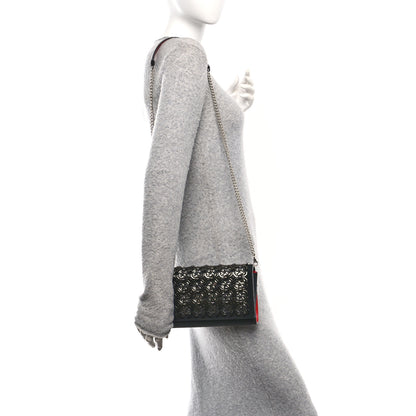 Christian Louboutin Suede Glitter Calfskin Embellished Paloma Clutch Black 2 of 15