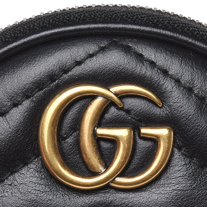 Gucci Calfskin Matelasse GG Marmont Round Coin Purse Black 8 of 9