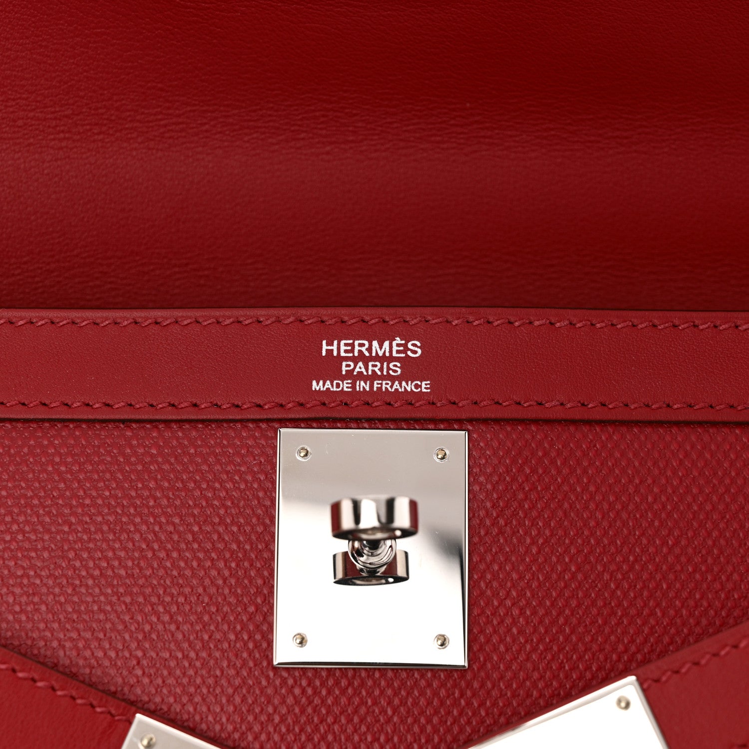 Hermes Berline Toile Swift Kelly Sellier 32 Rouge Piment Ecru 6 of 11