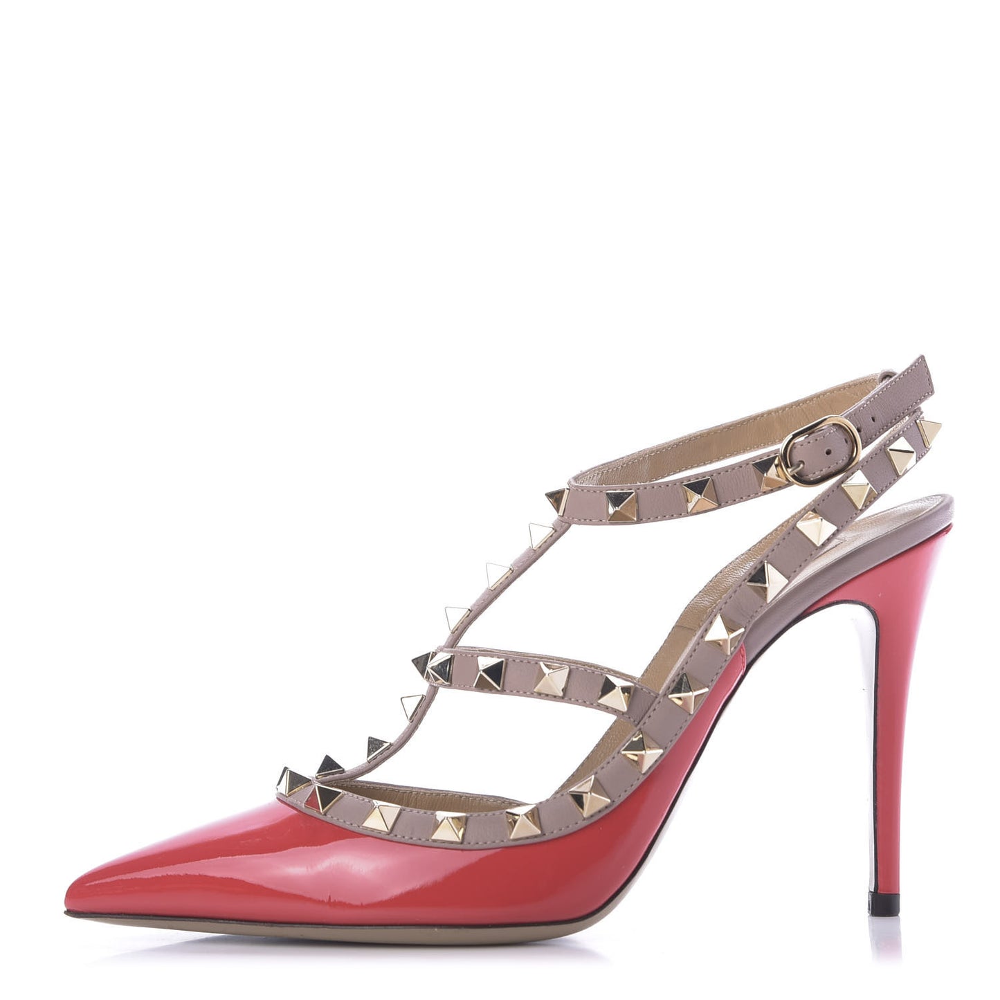 Patent Rockstud Ankle Strap 100mm Pumps 37.5 Deep Rose Poudre