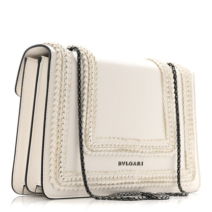 Bulgari Calfskin Woven Chain Serpenti Forever Crossbody Bag White 4 of 15