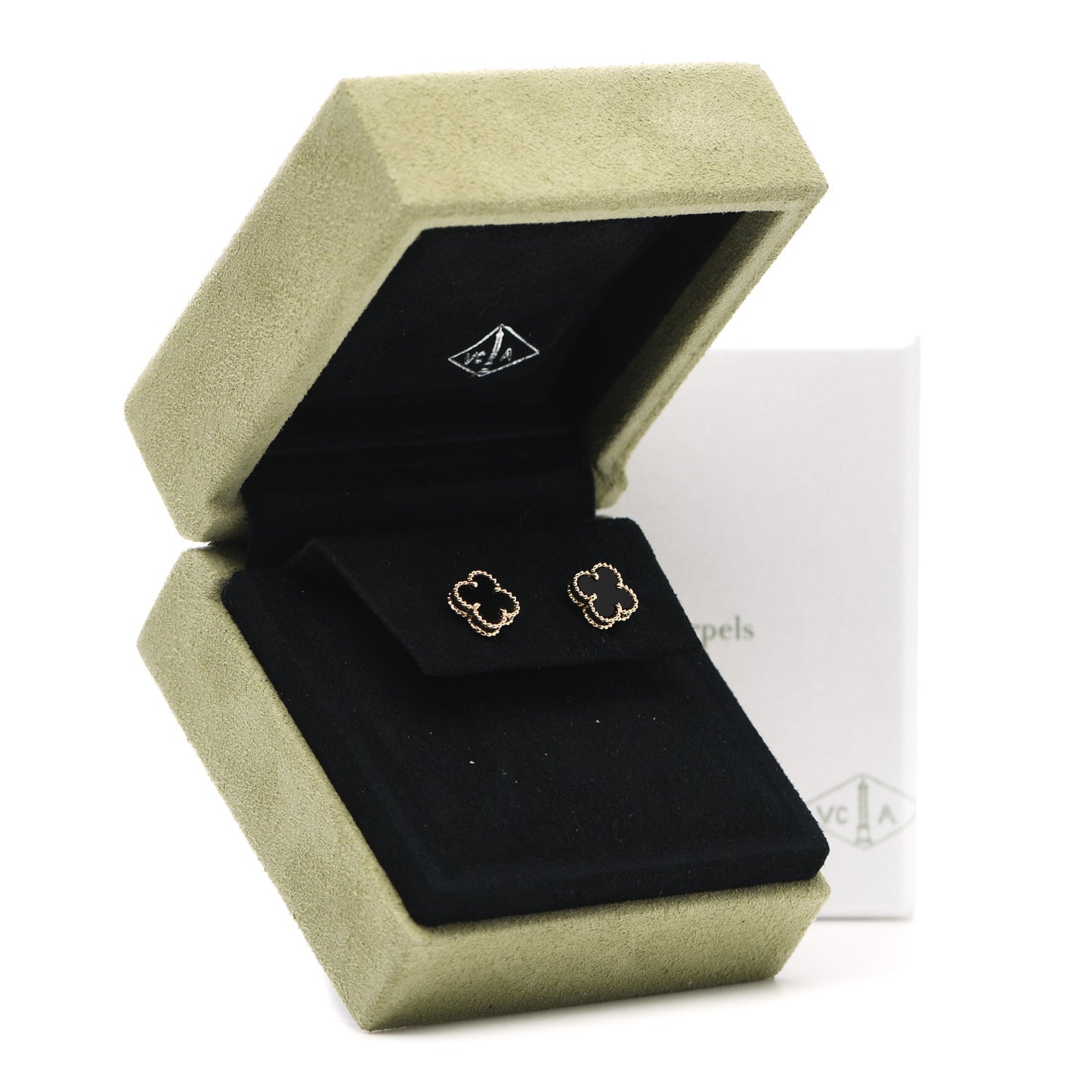 18K Yellow Gold Black Onyx Sweet Alhambra Earrings