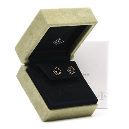 Van Cleef & Arpels 18K Yellow Gold Black Onyx Sweet Alhambra Earrings 5 of 5