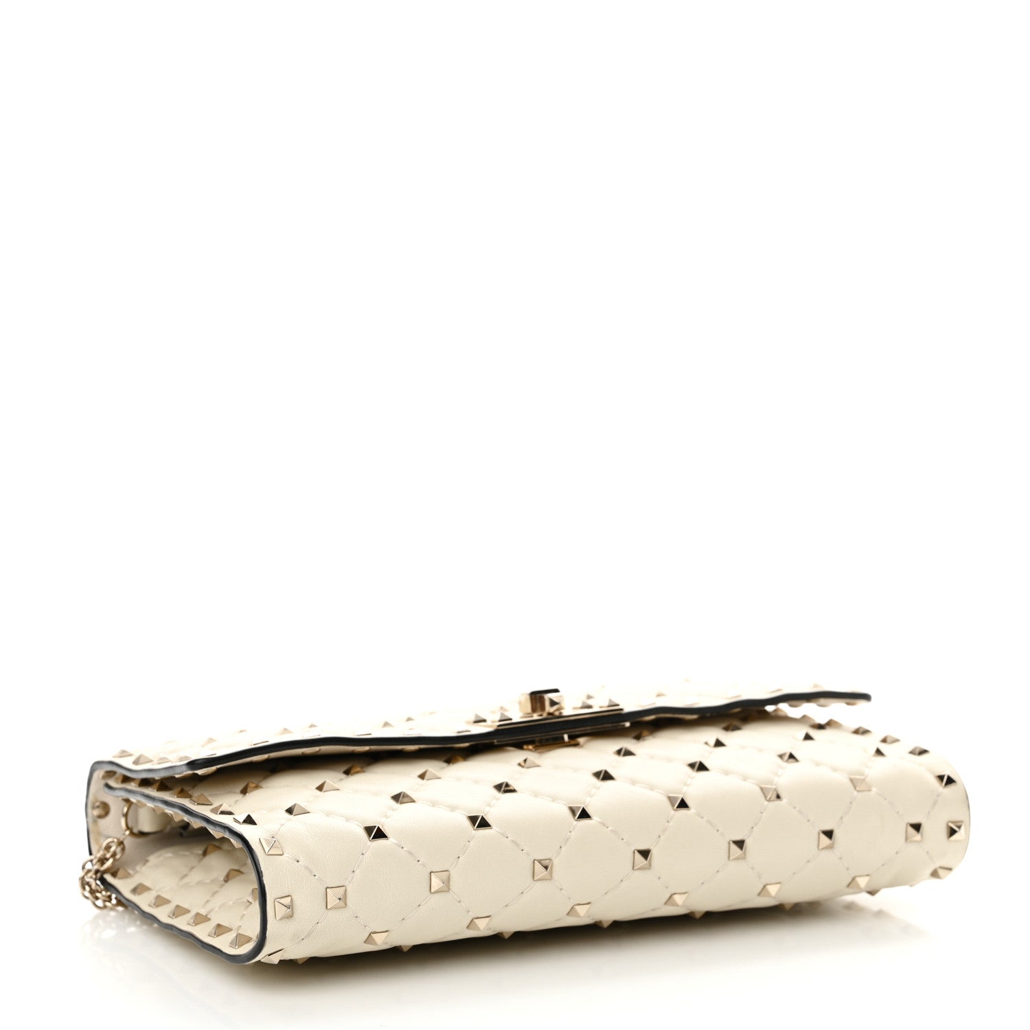 Valentino Garavani Nappa Rockstud Spike Wallet on Chain Light Ivory 4 of 16