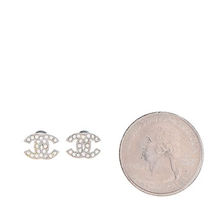 Chanel Crystal Mini Timeless CC Earrings Silver 2 of 3