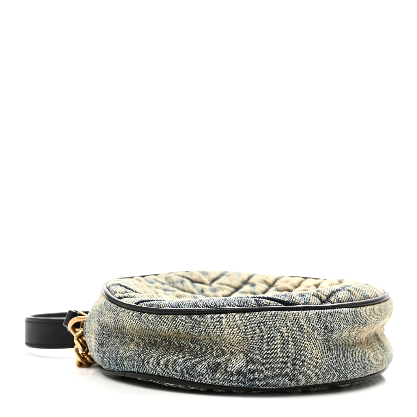 Denim Quilted Monogram Round Crossbody Bag Rodeo Blue