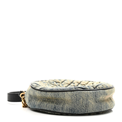 Saint Laurent Denim Quilted Monogram Round Crossbody Bag Rodeo Blue 4 of 10