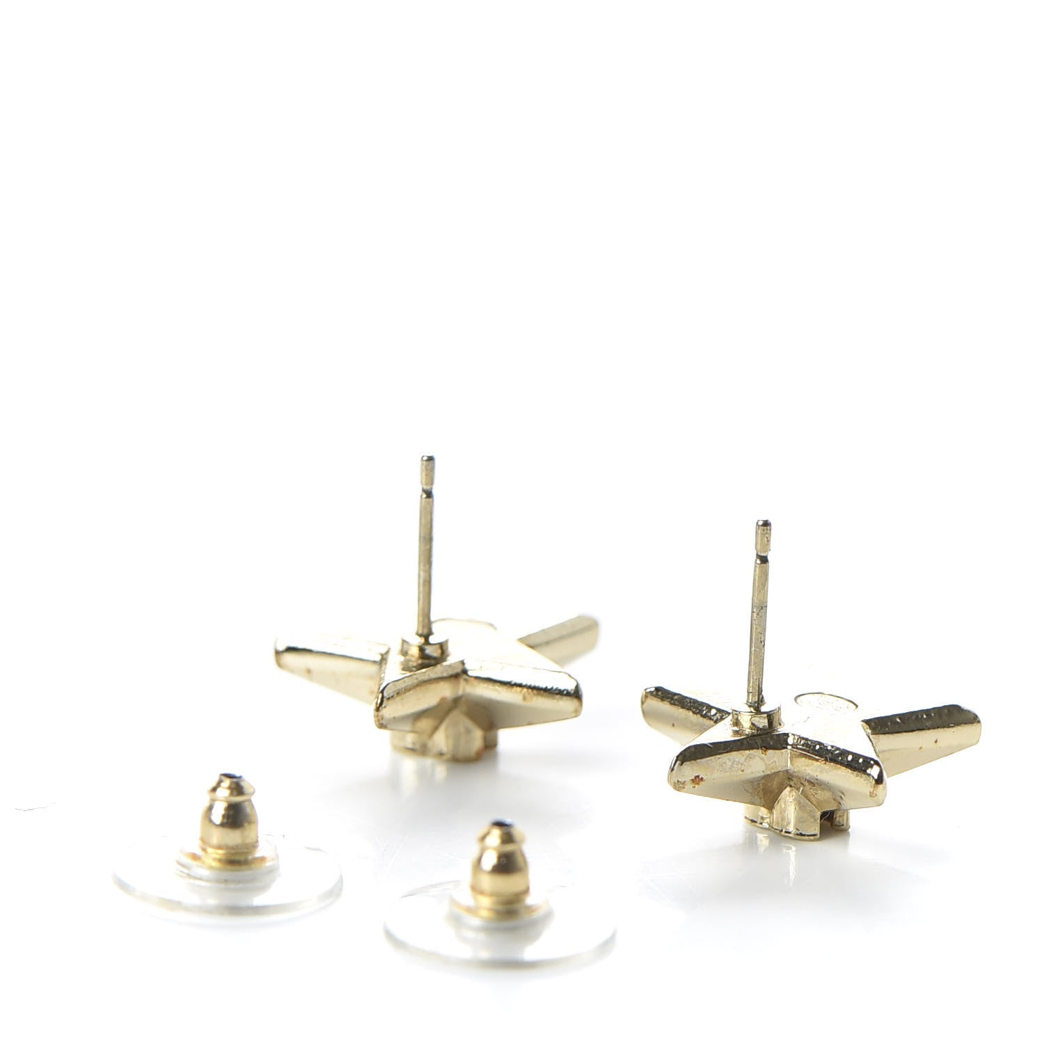 Chanel Metal CC Star Earrings Gold 3 of 5