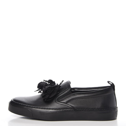 Gucci Calfskin Floral Slip On Sneakers 38 Black 1 of 10