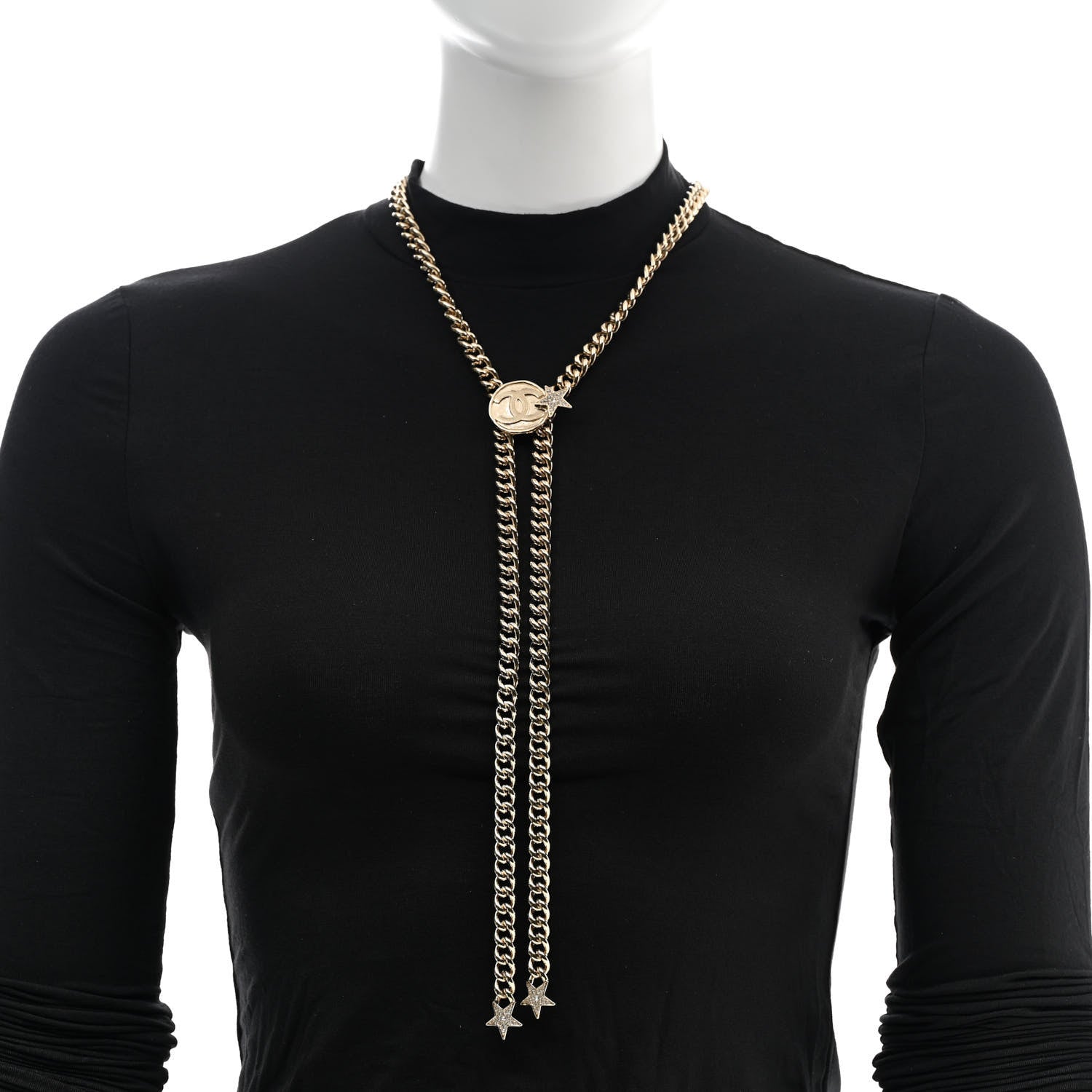 Chanel Chain Link Star Crystal CC Necklace Gold 2 of 5
