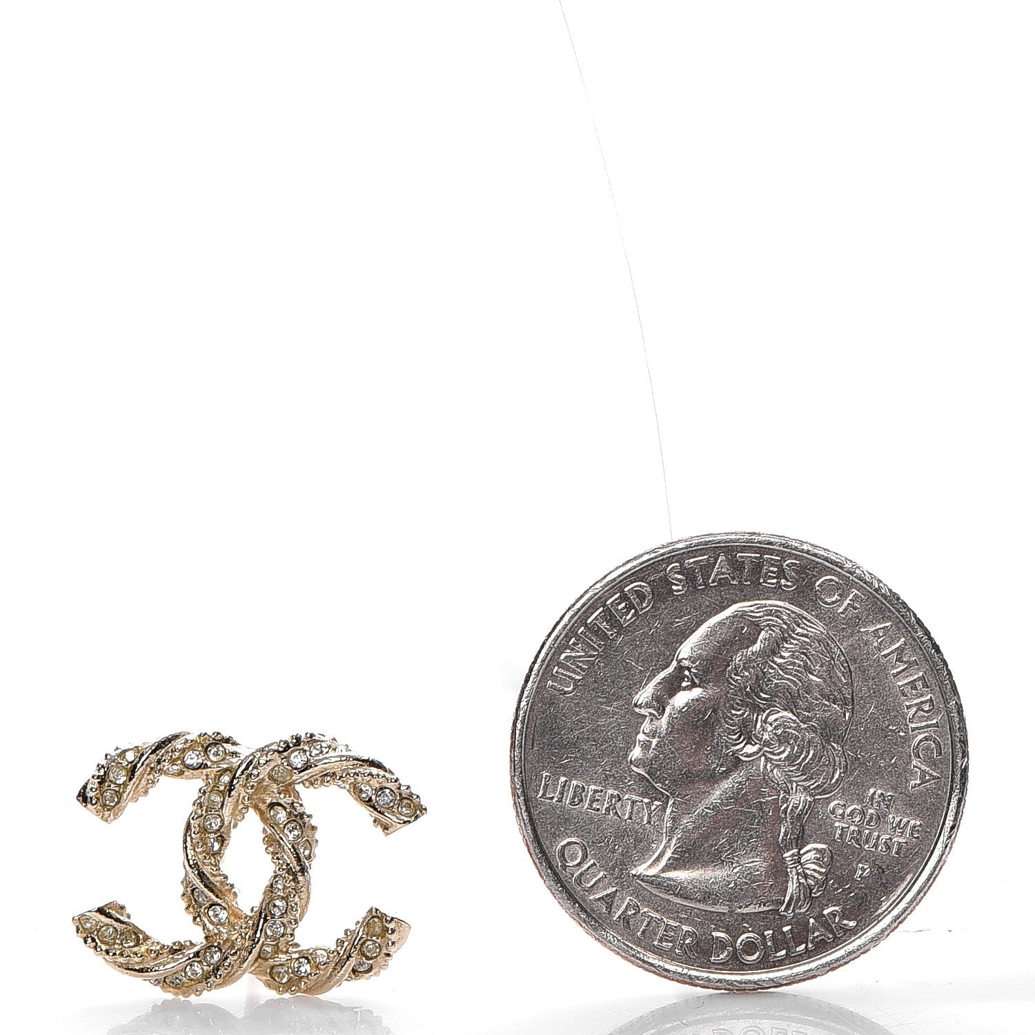 Chanel Crystal Twisted CC Earrings Gold 2 of 5