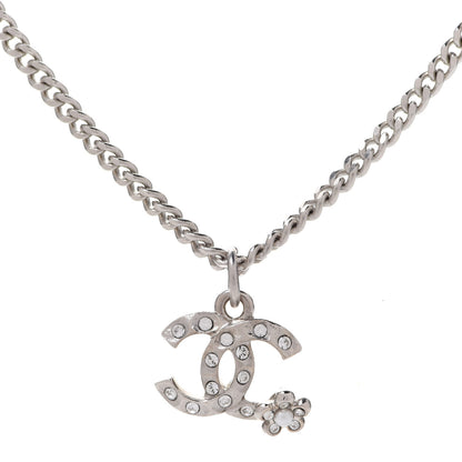 Chanel Pearl Crystal CC Pendant Necklace Silver 4 of 6