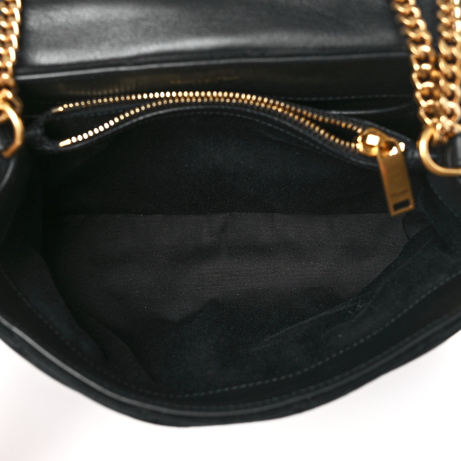 Saint Laurent Suede Calfskin Y Quilted Monogram Small Loulou Chain Satchel Black 5 of 10
