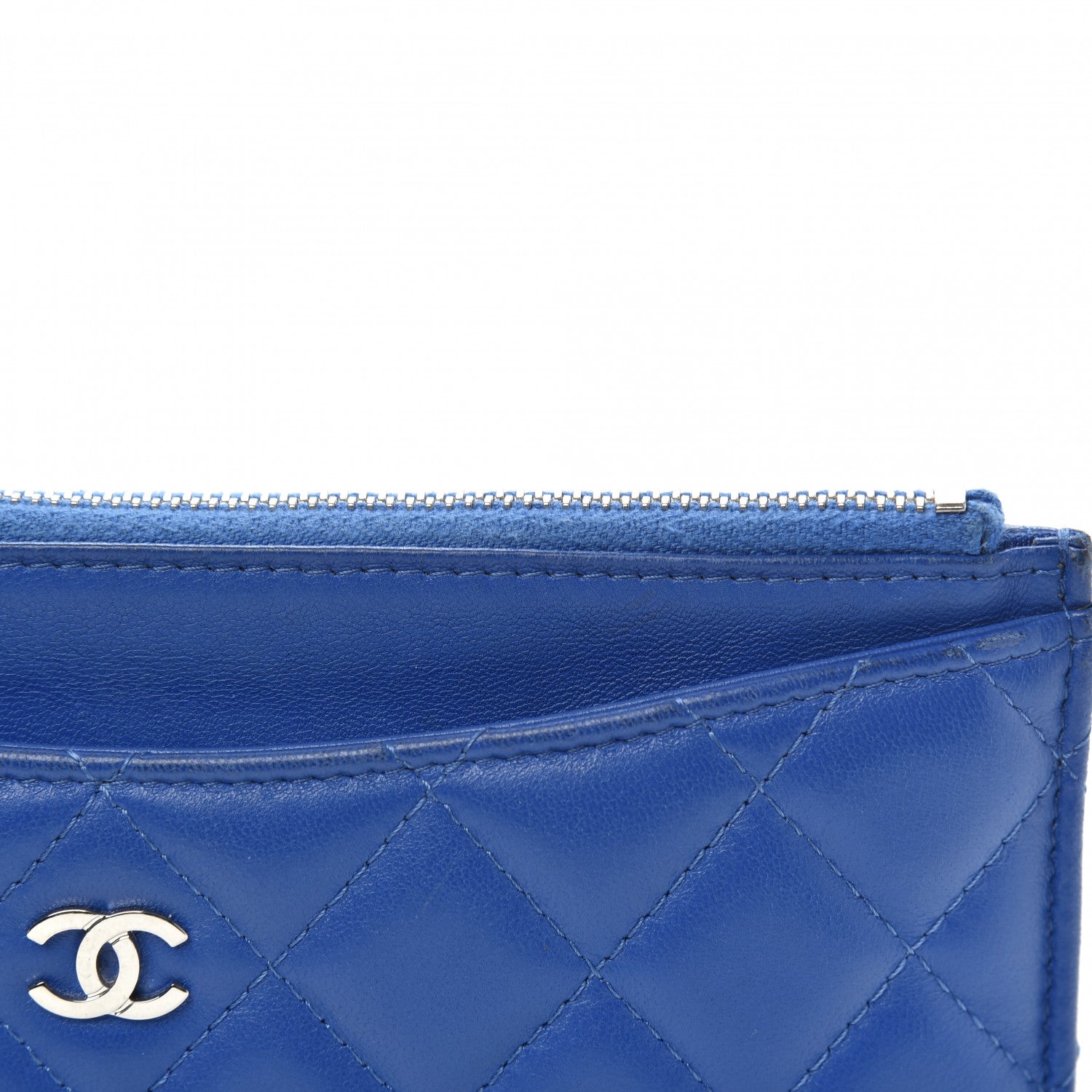 Chanel Lambskin Quilted Classic Zip Pouch Blue 10 of 10