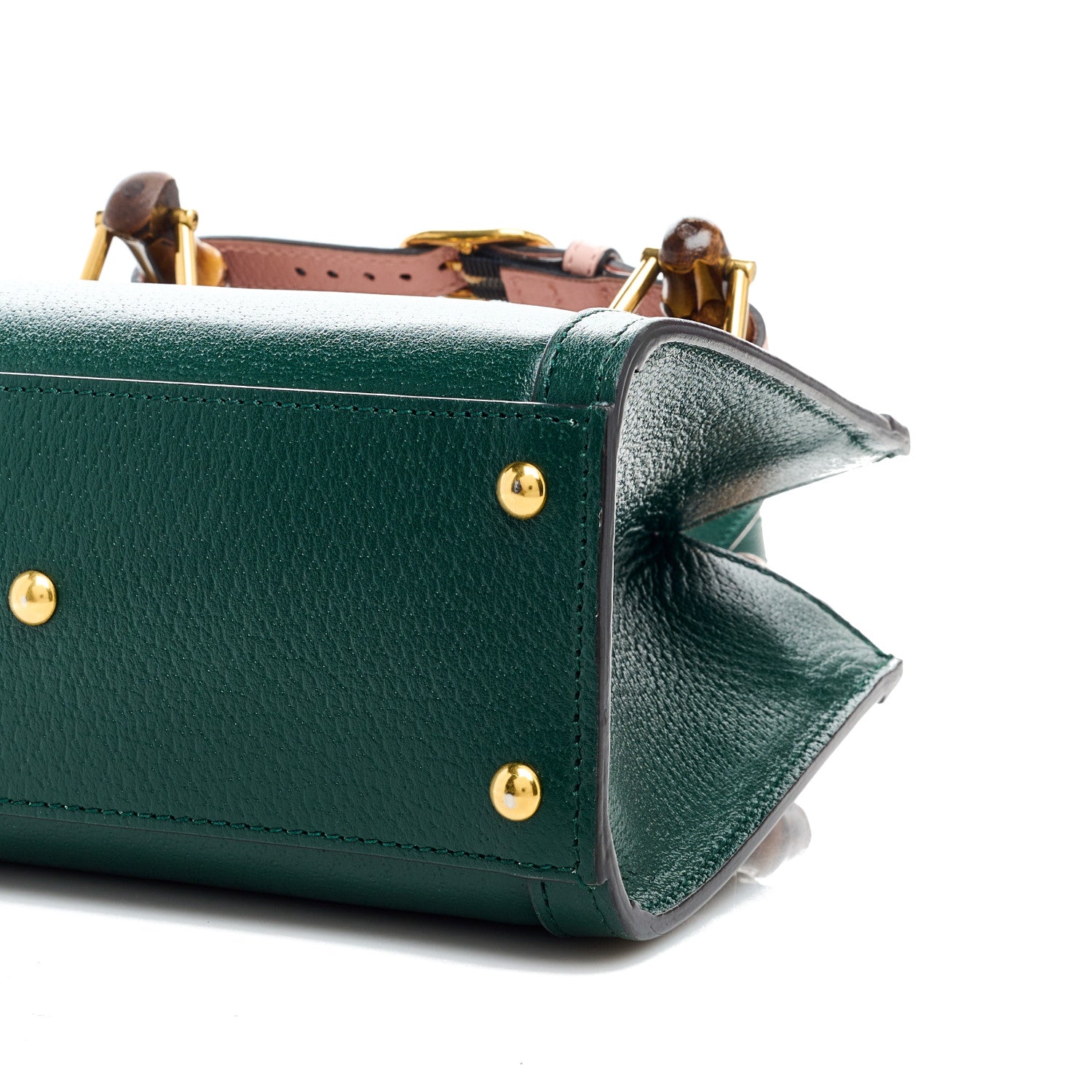 Gucci Textured Dollar Calfskin Mini Diana Tote Bag Vintage Green Pink 9 of 9