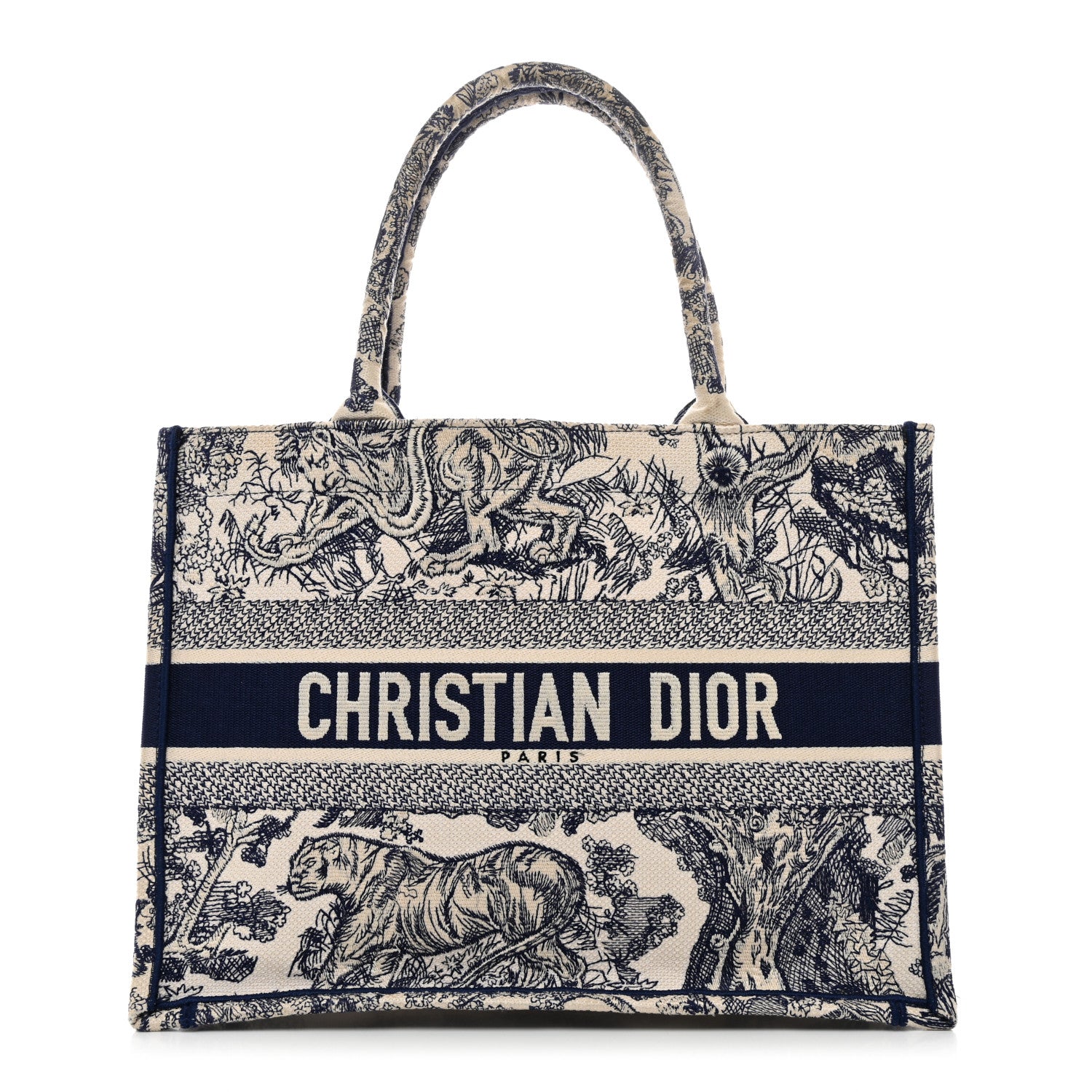 Christian Dior Canvas Embroidered Medium Dioriviera Toile De Jouy Book Tote Blue 1 of 12