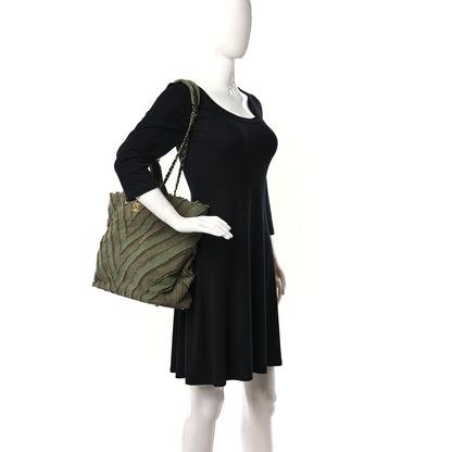 Chanel Canvas Chevron Cuba Patchwork Shopper Tote Khaki 2 of 9