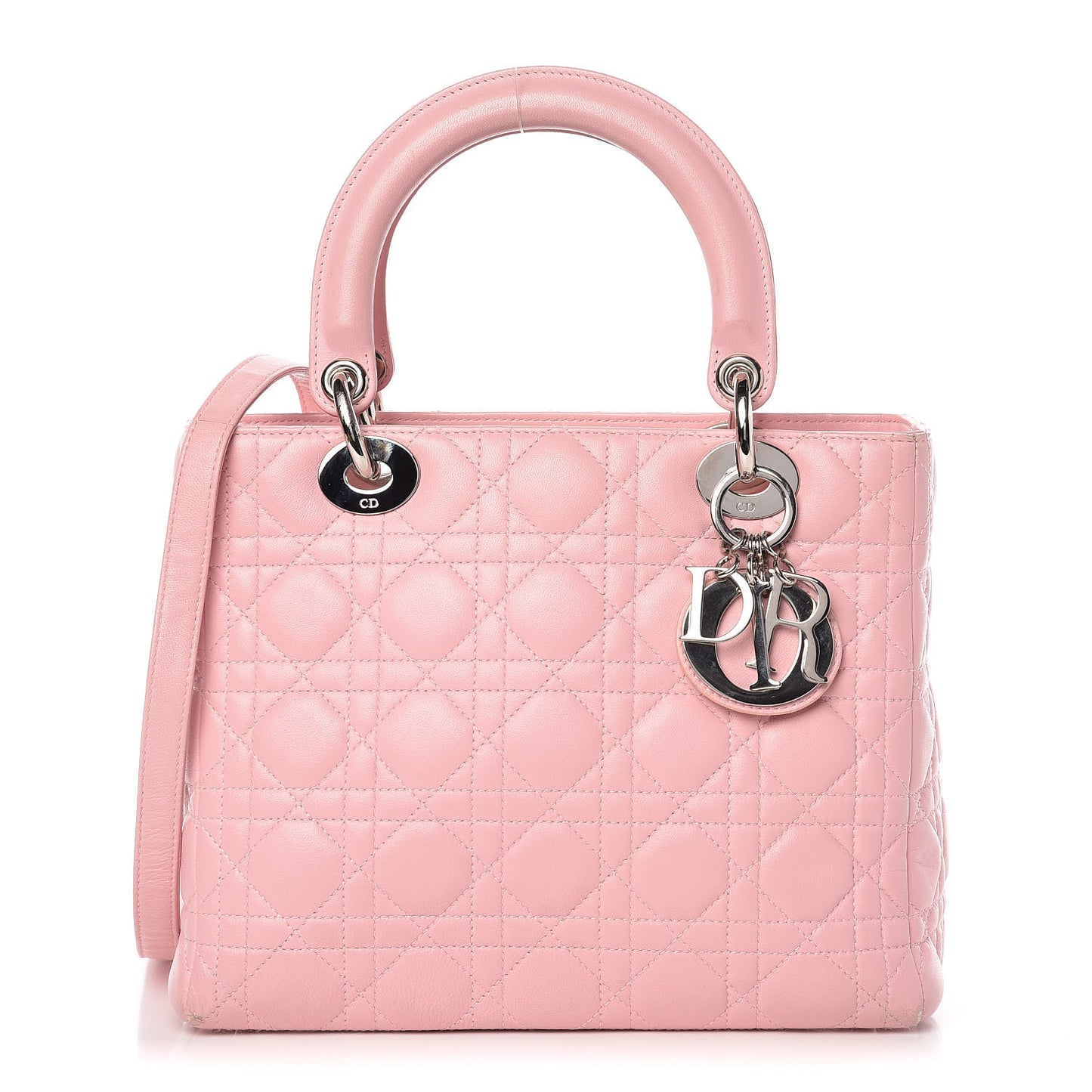 Lambskin Cannage Medium Lady Dior Rose Clair