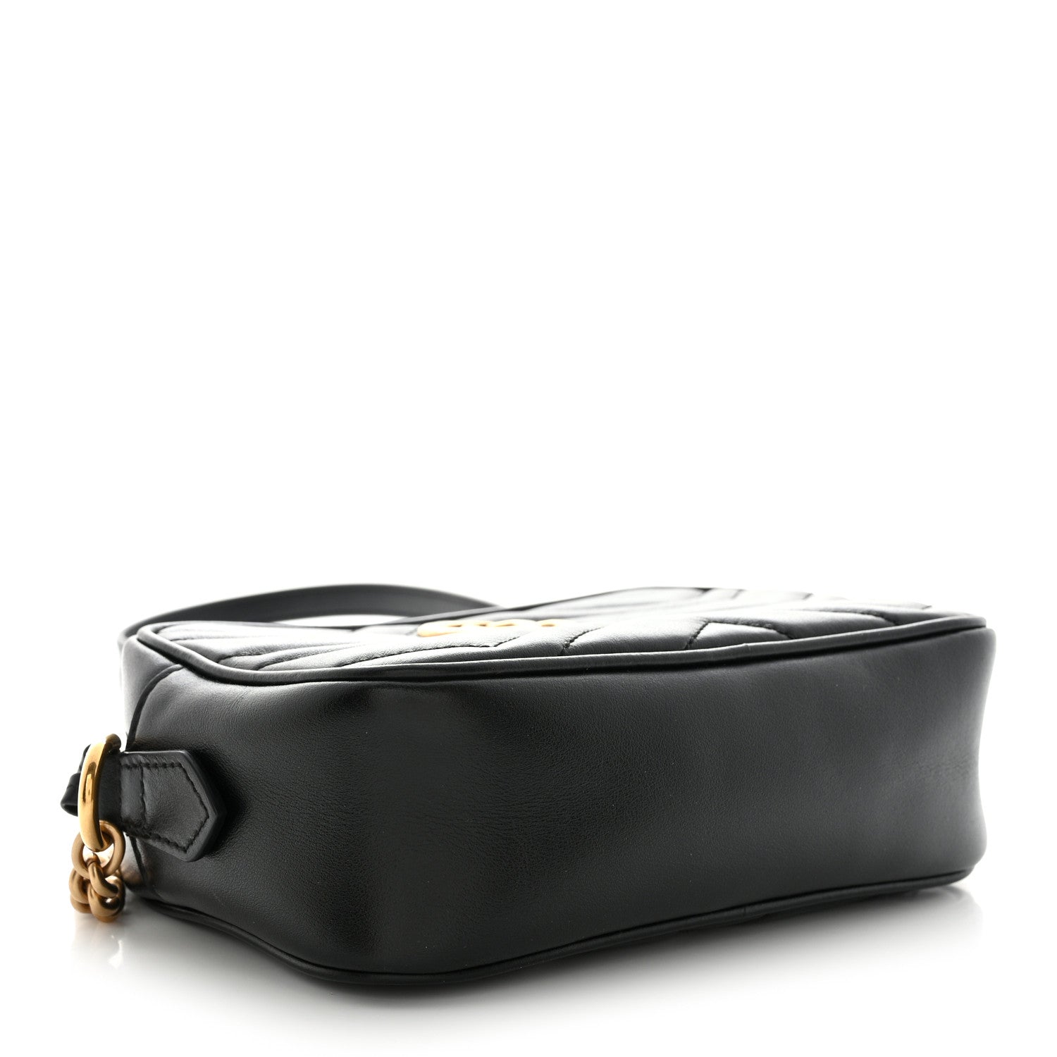 Gucci Calfskin Matelasse Mini GG Marmont Chain Shoulder Bag Black 4 of 12