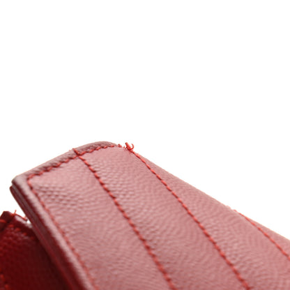 Saint Laurent Grain De Poudre Matelasse Chevron Cassandre Envelope Chain Wallet New Red 11 of 11