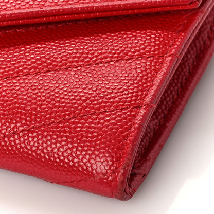 Saint Laurent Grain De Poudre Matelasse Chevron Small Monogram Envelope Wallet New Red 8 of 9