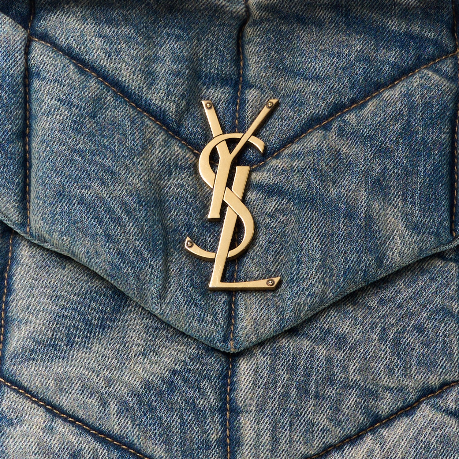 Saint Laurent Denim Quilted Medium Loulou Puffer Monogram Chain Satchel Blue Cinnamon 8 of 10