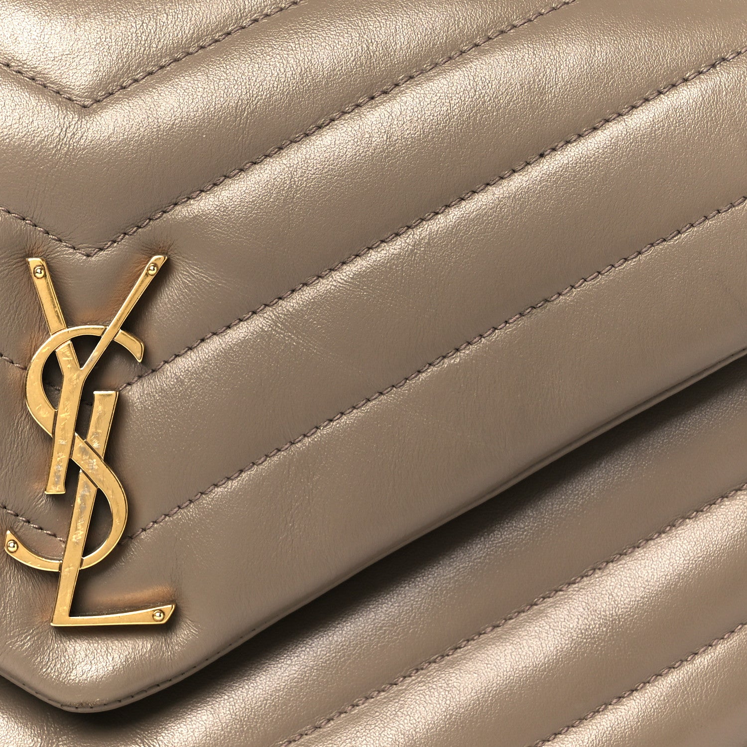 Saint Laurent Calfskin Y Quilted Monogram Medium Loulou Chain Satchel Dark Latte 9 of 11