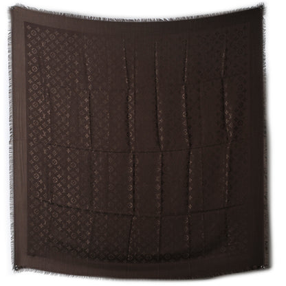 Louis Vuitton Silk Wool Monogram Denim Shawl Chocolate 2 of 6