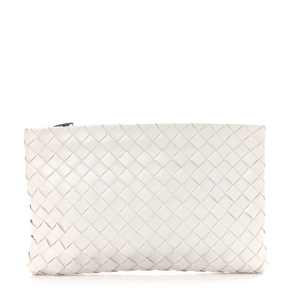 Bottega Veneta Nappa Intrecciato Medium Zip Pouch White 1 of 10