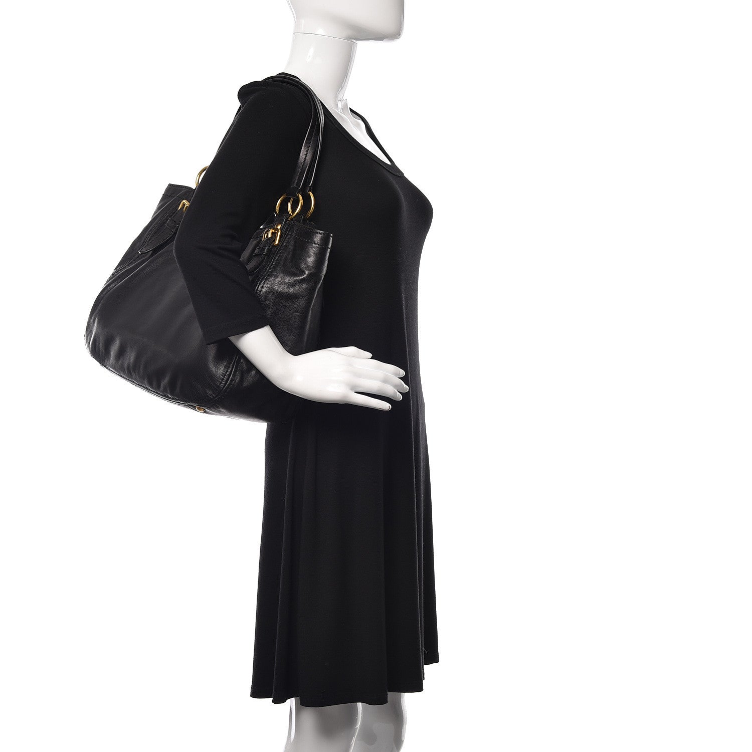 Prada Soft Calf Tote Black 2 of 12
