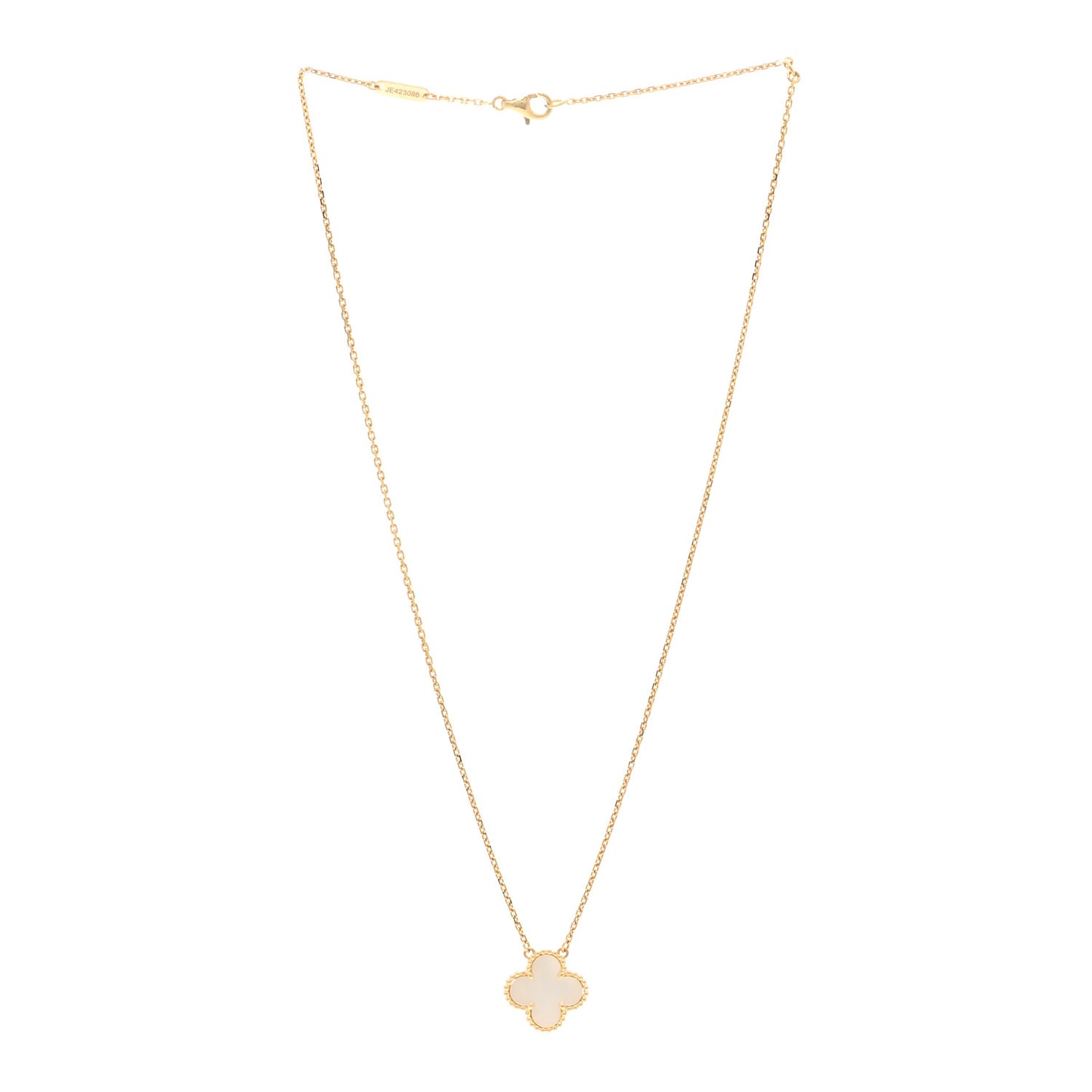 18K Yellow Gold Mother of Pearl Vintage Alhambra Pendant Necklace