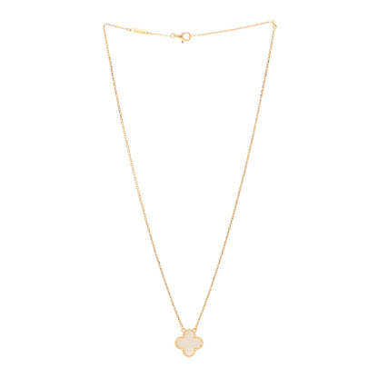 Van Cleef & Arpels 18K Yellow Gold Mother of Pearl Vintage Alhambra Pendant Necklace 3 of 6