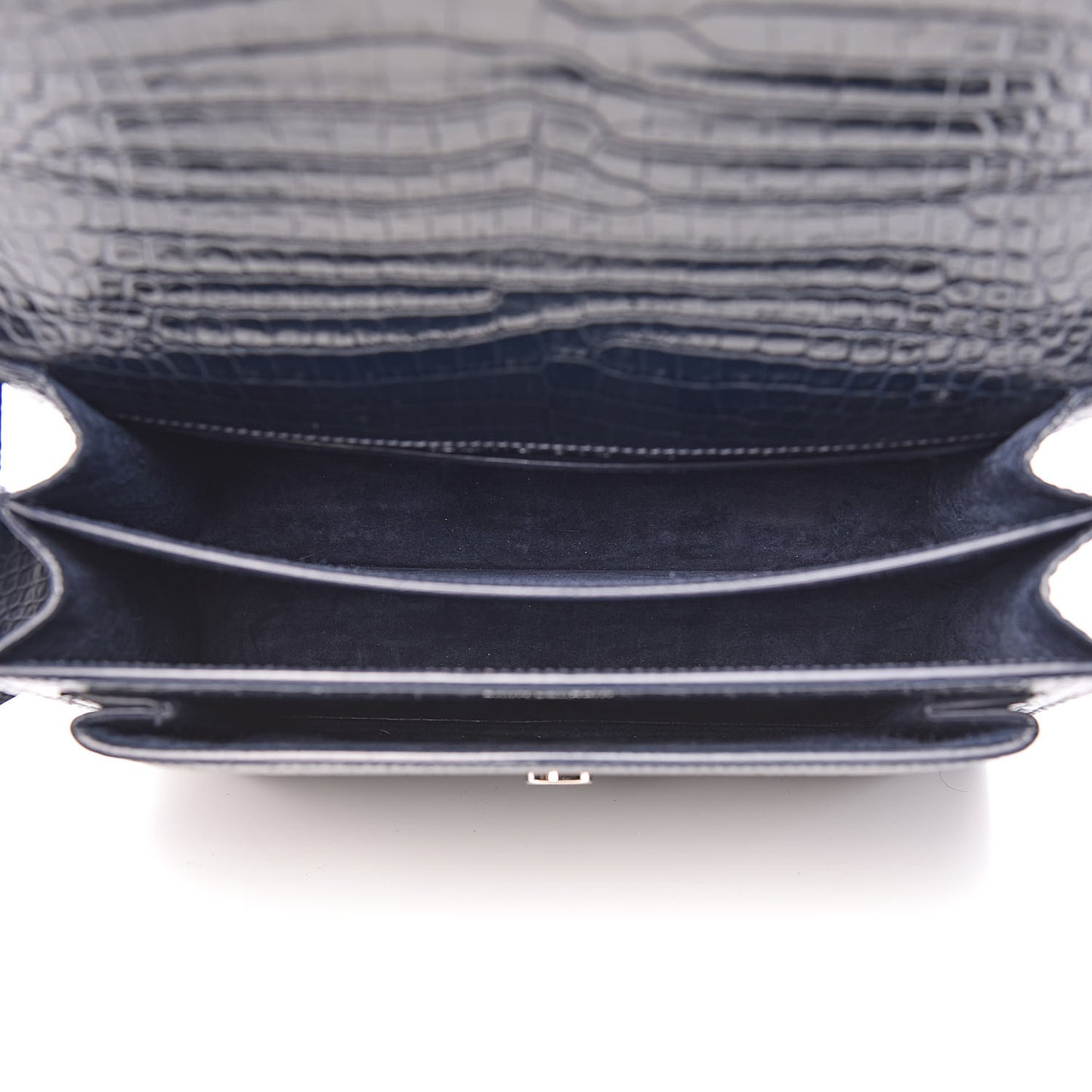 Calfskin Crocodile Embossed Medium Monogram Sunset Navy
