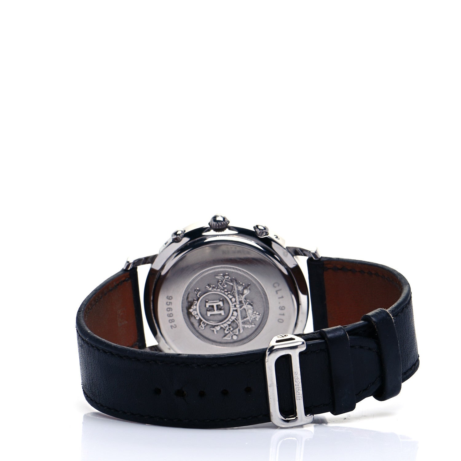 Hermes Stainless Steel Barenia 40mm Clipper Chronograph Quartz Watch Noir 3 of 6