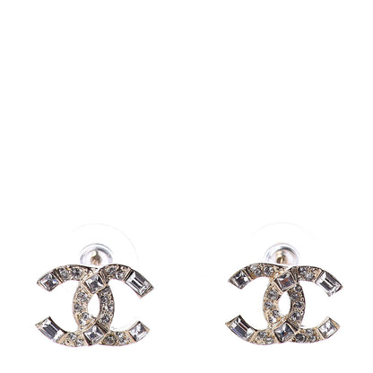 Chanel Crystal Baguette CC Earrings Gold 1 of 5