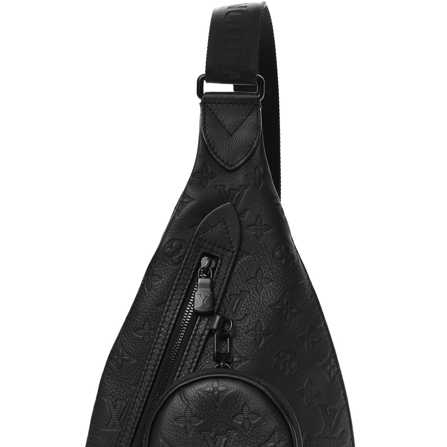 Calfskin Shadow Monogram Duo Slingbag Black