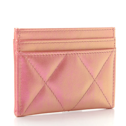 Chanel Iridescent Calfskin Quilted Chanel 19 Card Holder Pink 3 of 9