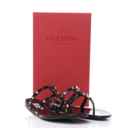 Valentino Garavani PVC Jelly Rockstud Caged Flat Thong Sandals 41 Black 8 of 8