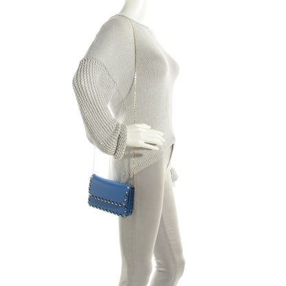 Valentino Garavani Vitello Rockstud Chain Flap Crossbody Bag Light Sapphire 2 of 8